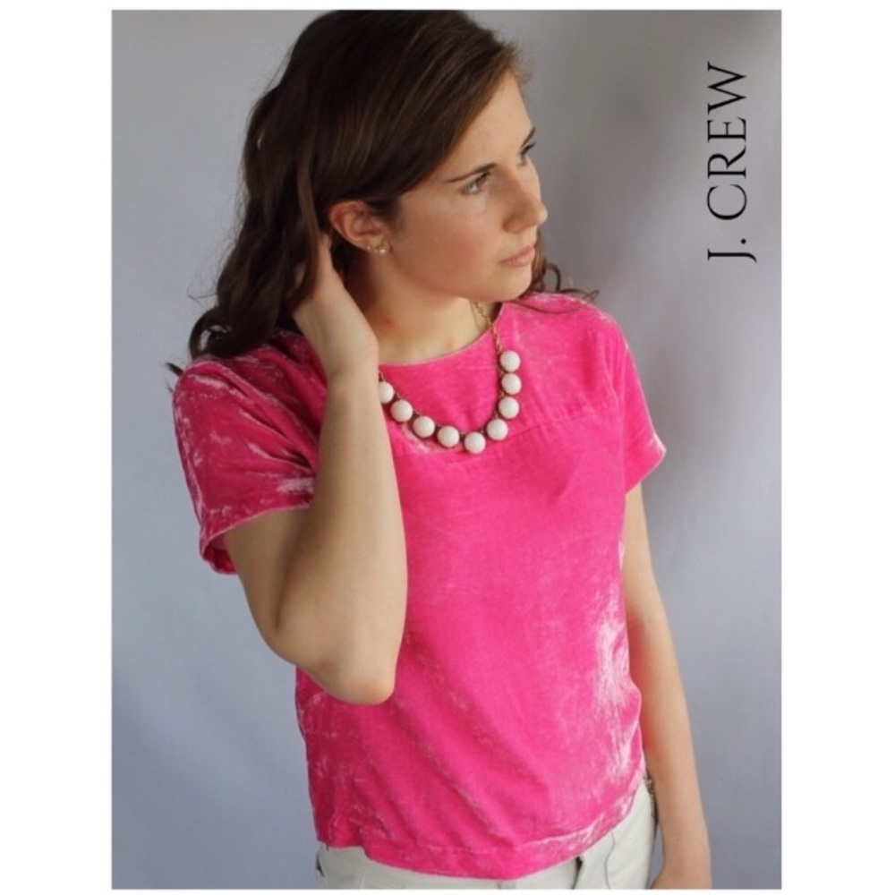 (Sz 00) J. Crew Hot Pink Velvet Top